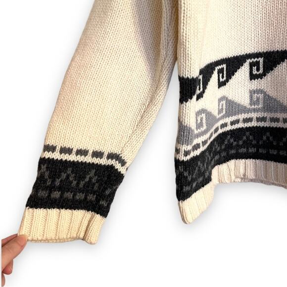 Vintage 111 State Oversized Aztec Print Wool Blend Cream Sweater Women's Size L - Picture 3 of 7